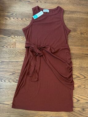 Kaileigh Rust Brown Tie-Waist Sleeveless Midi Dress 0064 Stitchfix
